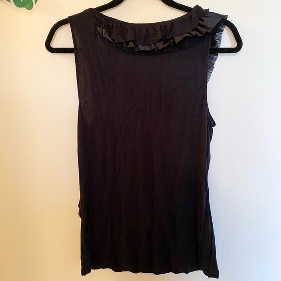 Style & Co - Black Ruffle Neckline Detail Tank Top (Size: Medium) - Picture 2 of 7